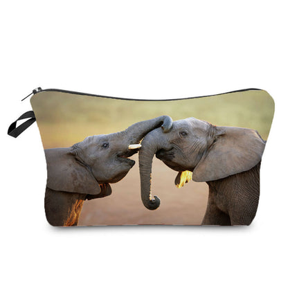 Portable Compact Zipper Makeup Animal Print Washing And Makeup Bag