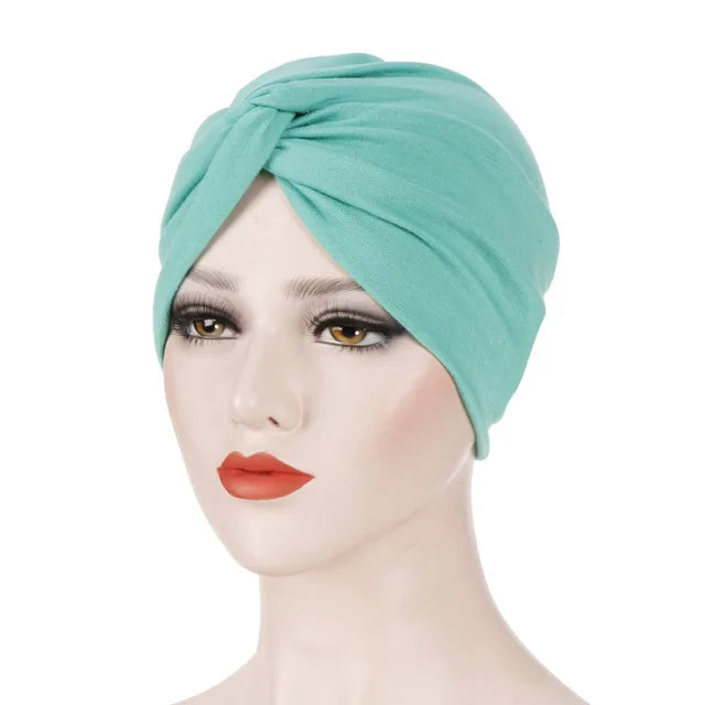 Muslim Women Stretch Cotton Striped Beanie Turban Chemo Hat Head Wrap Cap Headwear for Cancer Patients