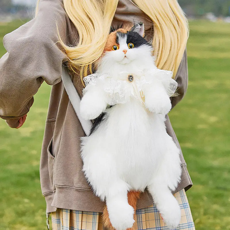Unique Calico Cat Backpack, Doubles as a Plush Toy and Functional Bag eprolo