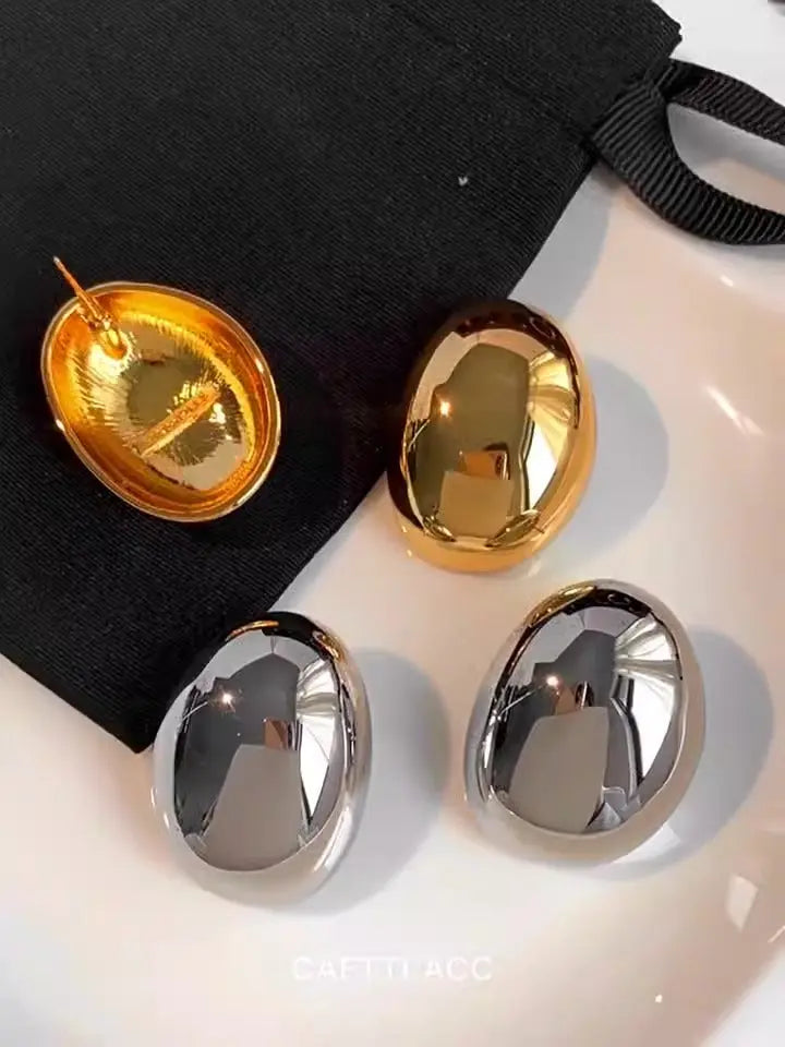 New Brass Teardrop Half Hollow Large Earrings Metal Smooth Ladies Jewellery eprolo