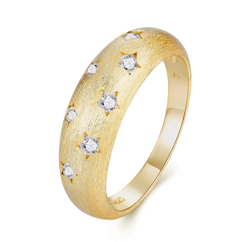 Trendy Star Charm - A Luxurious And Fashionable Light Luxury Jewelry Silver Ring Set With Top-quality Moissanite, S925 Silver Plated Platinum