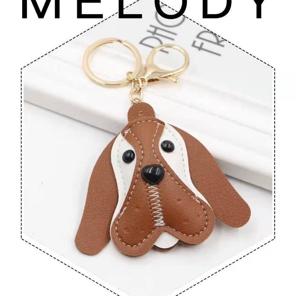 Cute Puppy Leather Key Chain Handbag Pendant