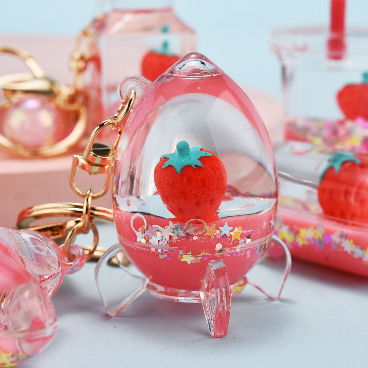 Acrylic Quicksand Oil Keychain Floating Liquid Glitter Bag Accessory