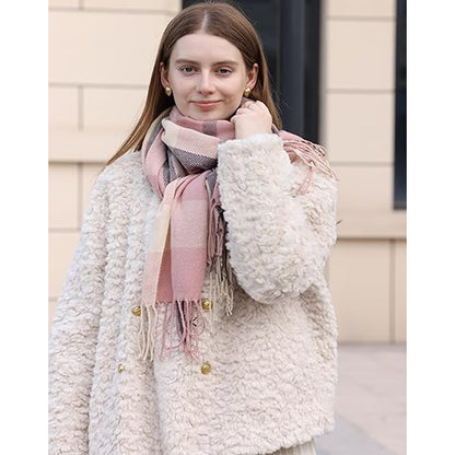 Couple Winter Scarf - Thick Warm Polyester Tassel Shawl Wrap, 180x70cm Unisex Scarves For Women & Men, Christmas Thanksgiving Gift