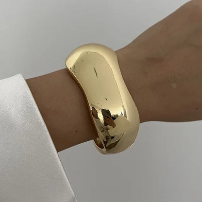 Hip Hop Water Drop Cuff Wide Bangles Vintage Punk Gold Silver