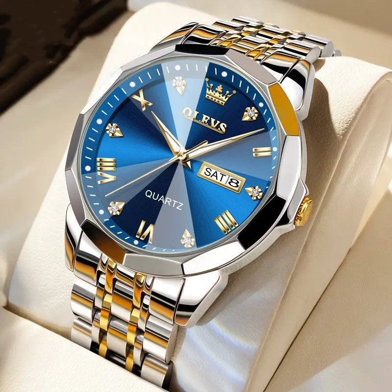 Roman Scale Double Calendar Quartz Watch Waterproof Easy Bazaar