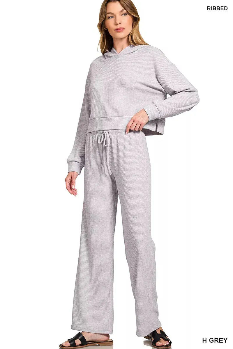 Zenana Ribbed Drawstring Lounge Pants Trendsi