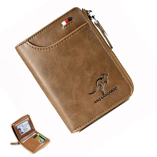 New Men Wallets Fashion Short Desigh Zipper Card Holder Men Leather Purse Solid Coin Pocket High Quality Male Purse eprolo