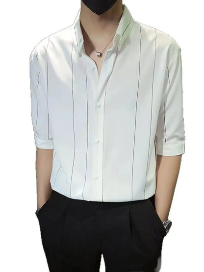 Men's Plus Size Striped Button Up Casual Shirt Trendsi