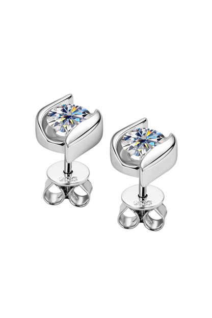 1 Carat Moissanite 925 Sterling Silver Stud Earrings