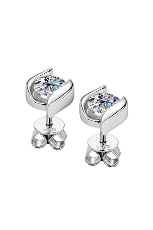 1 Carat Moissanite 925 Sterling Silver Stud Earrings