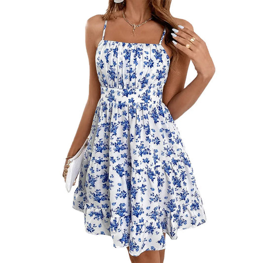 European beauty sexy floral sleeveless suspender dress eprolo