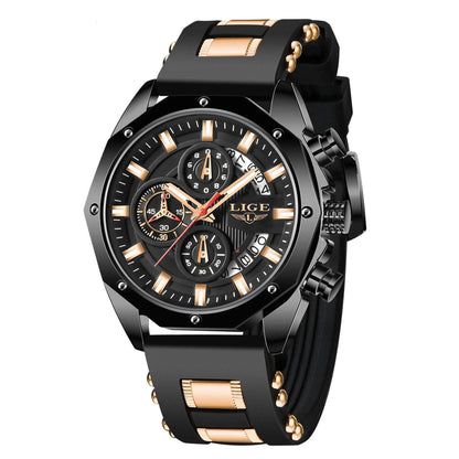Fashion Mens Watches Top Brand Luxury Silicone Sport Watch Men Quartz Date Clock Waterproof Wristwatch Chronograph Easy Bazaar