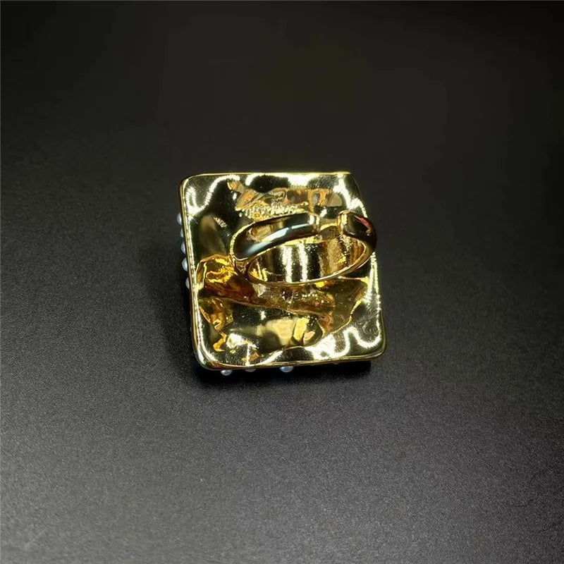 Open Eye Ring Pearl and Brass