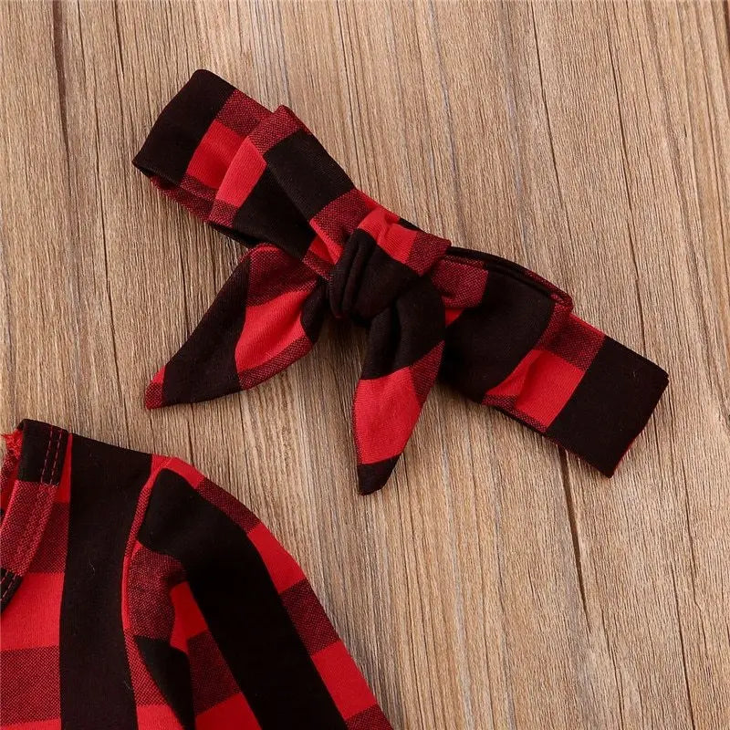 Girls' long-sleeved plaid one-piece two-piece suit eprolo