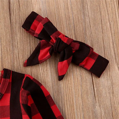 Girls' long-sleeved plaid one-piece two-piece suit eprolo