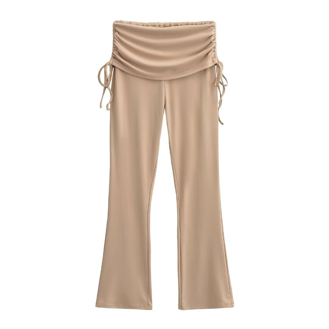 High waisted straight leg casual pants for women