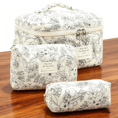 Quilted cosmetic bag 3 Piece Set