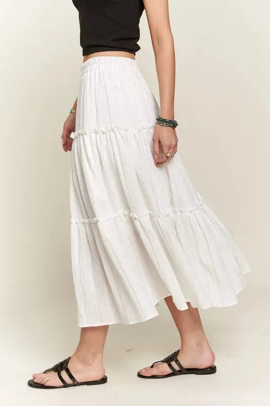 ADORA Rhinestone Accent Tiered Skirt Trendsi