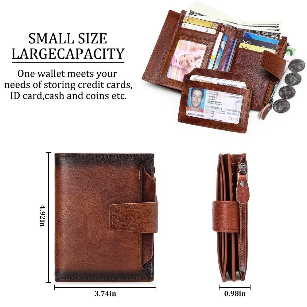 Men's short genuine leather wallet first layer cowhide Korean style fashion casual wallet driver's license wallet father's day gift eprolo