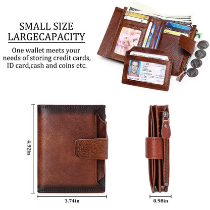 Men's short genuine leather wallet first layer cowhide Korean style fashion casual wallet driver's license wallet father's day gift eprolo