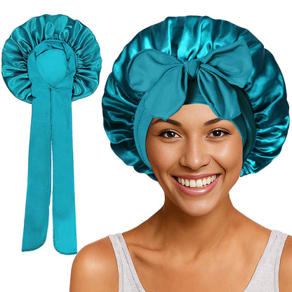 Elastic ribbon satin round hat