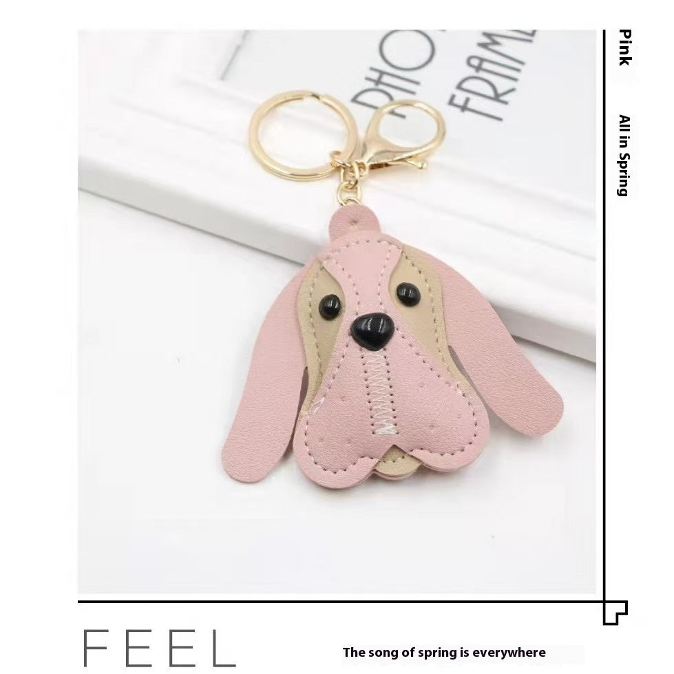 Cute Puppy Leather Key Chain Handbag Pendant