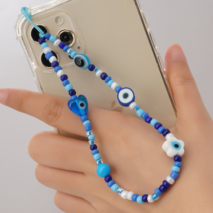 European And American Printing Glass Rice Beads Mobile Phone Lanyard