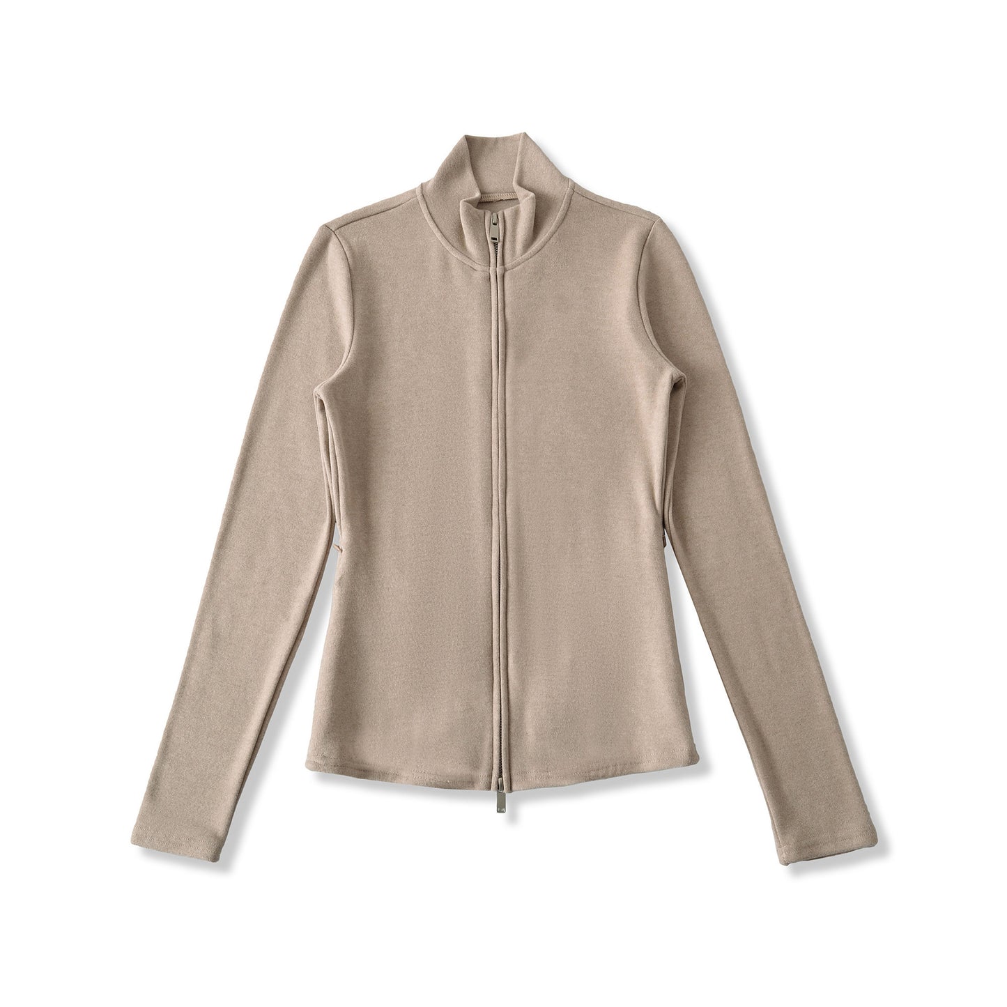 Stand up collar long sleeved slim fit zipper short jacket