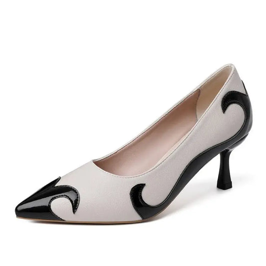 Red and green dragonfly pointed slender heel banquet women's shoes color blocked single shoes for women eprolo