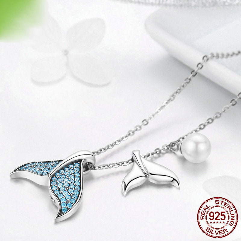 925 Mermaid Tears Zircon Bead Silver Necklace for Women