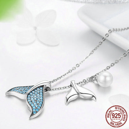 925 Mermaid Tears Zircon Bead Silver Necklace for Women