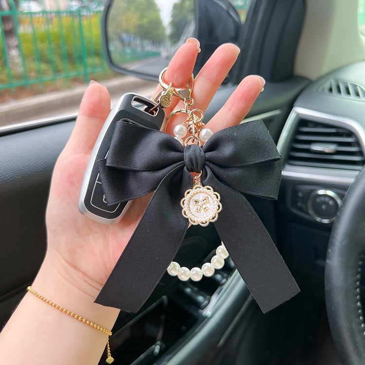 Bow Pearl Metal Keychains Decoration