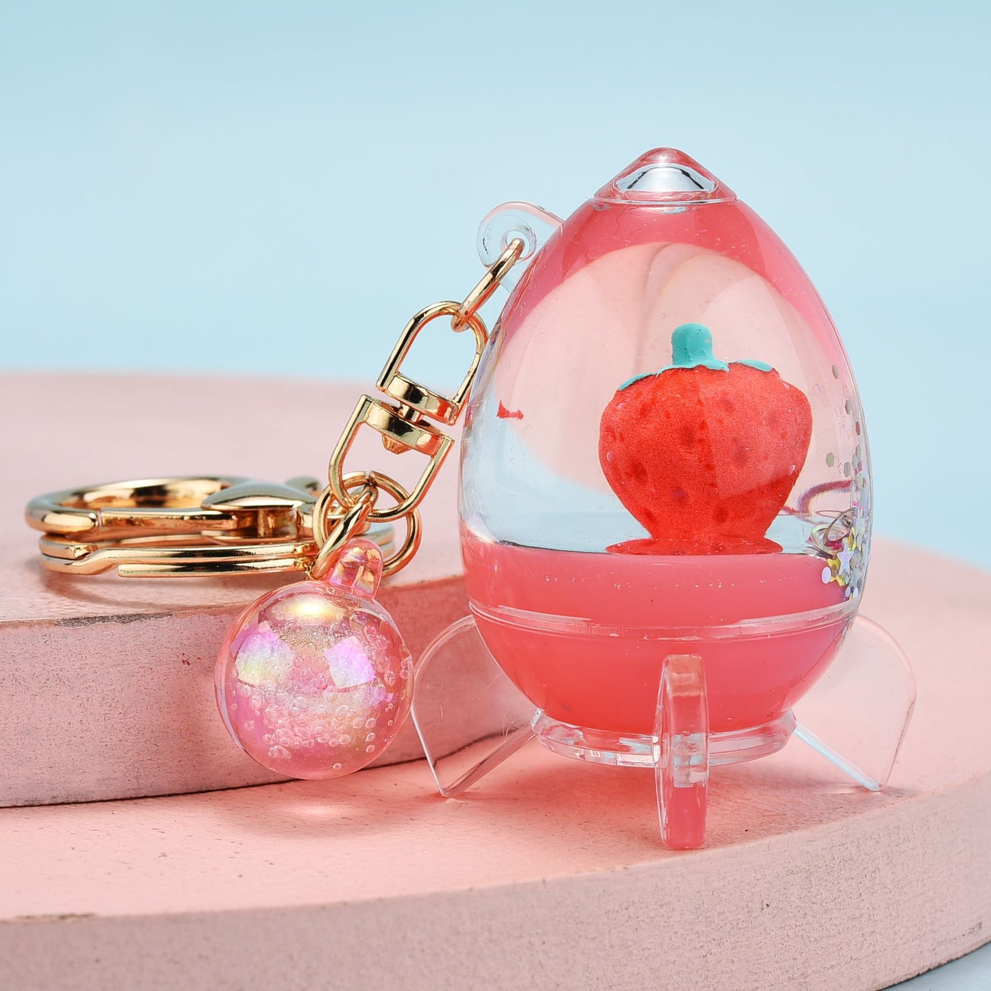 Acrylic Quicksand Oil Keychain Floating Liquid Glitter Bag Accessory