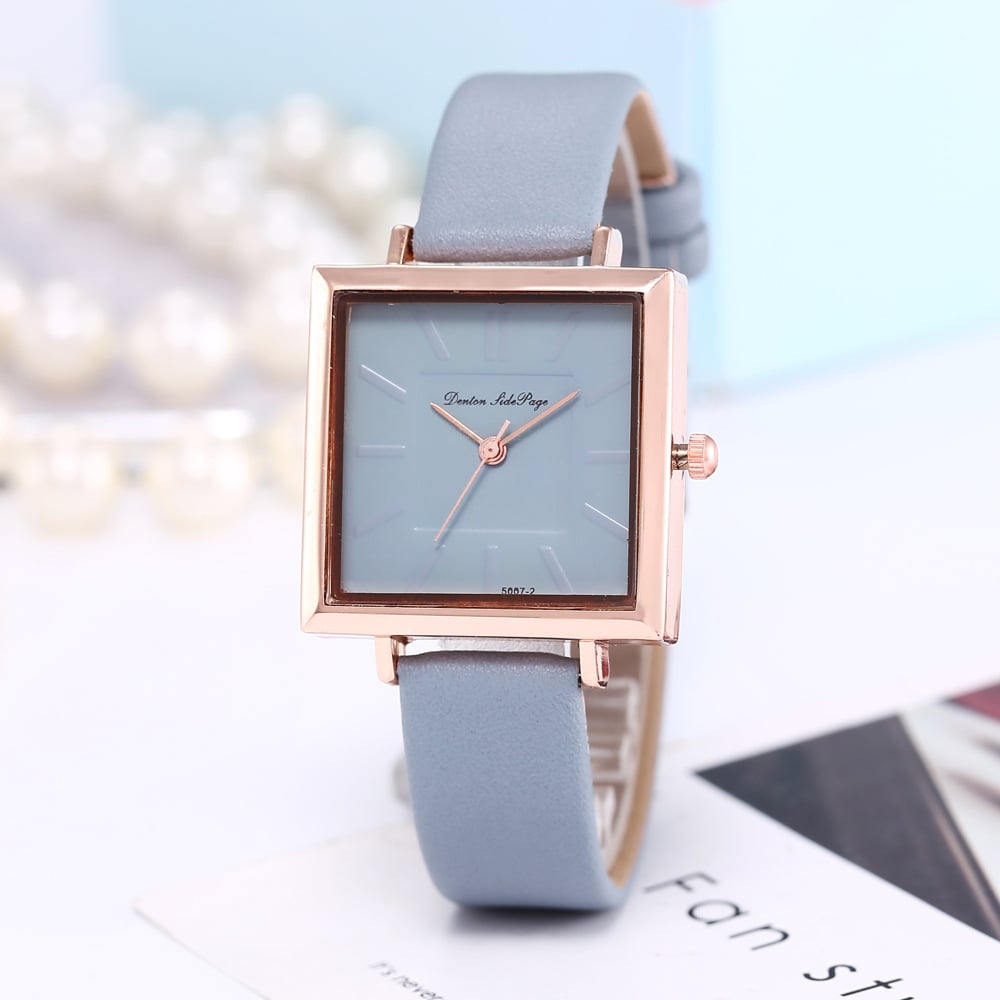 Luxury square dial quartz wrist watch for women blue dial