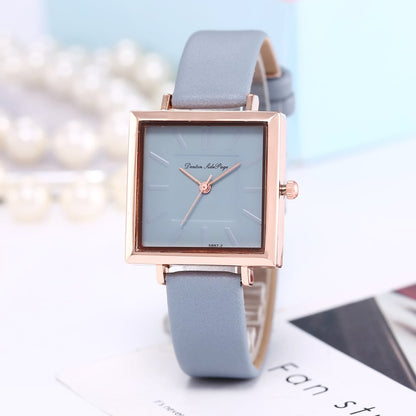 Luxury square dial quartz wrist watch for women blue dial