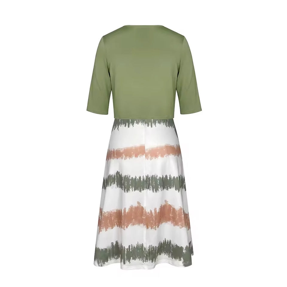 Long Dress A-line Pure Color Cardigan Top Two-piece Set