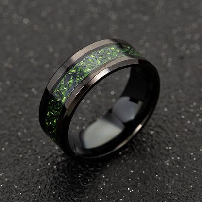 Men's 8mm Red Carbon Fiber Black Celtic Dragon Tungsten Carbide Ring Men Comfort Fit Wedding Rings