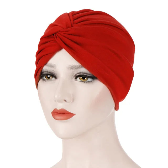 Muslim Women Stretch Cotton Striped Beanie Turban Chemo Hat Head Wrap Cap Headwear for Cancer Patients