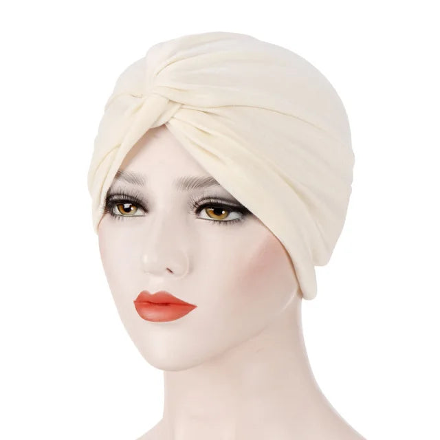 Muslim Women Stretch Cotton Striped Beanie Turban Chemo Hat Head Wrap Cap Headwear for Cancer Patients