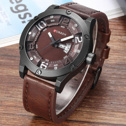 CURREN Multifunctional Sports quartz Men watch with brown leather strap