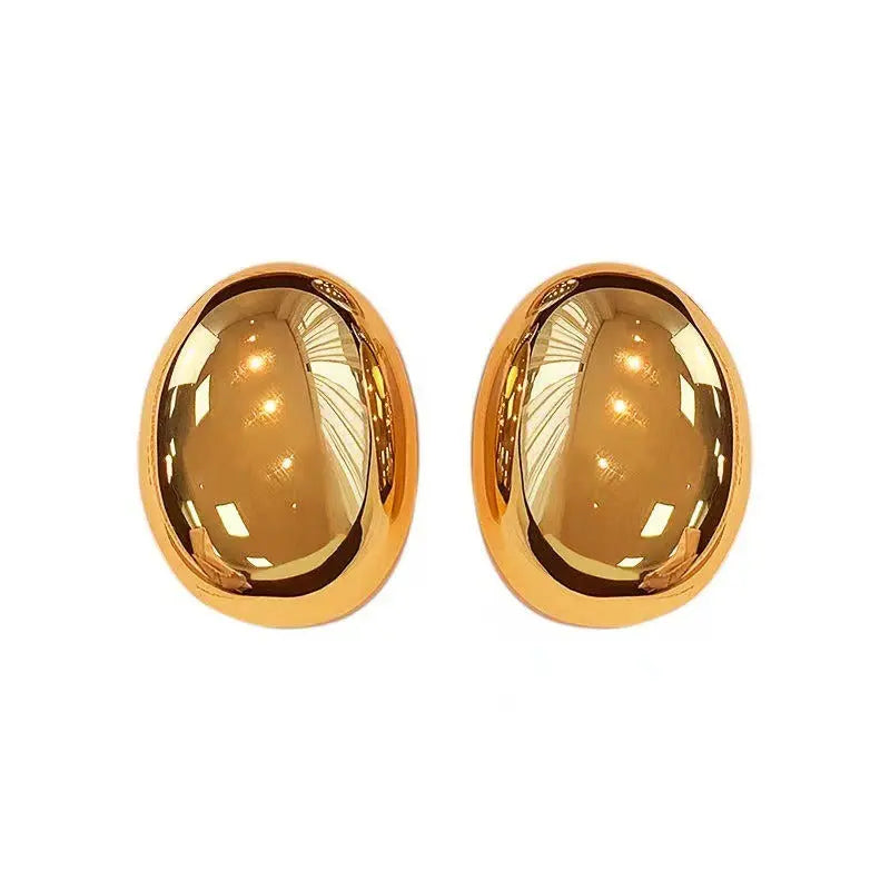 New Brass Teardrop Half Hollow Large Earrings Metal Smooth Ladies Jewellery eprolo