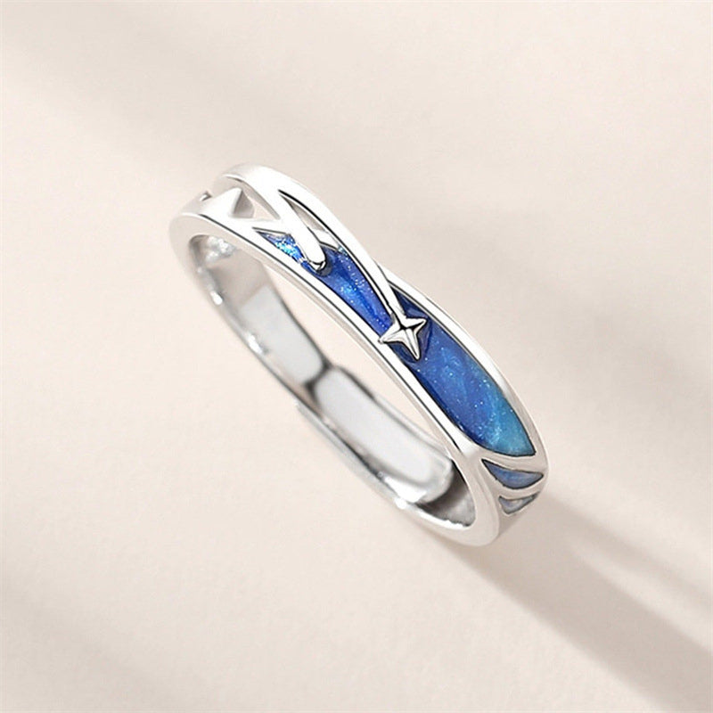 Couples Ring Meteor Shower Friendship Ring Men And Women Ring Simple Live Mouth Adjustable Bracelet