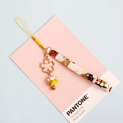 Cat Bell Flower Light Gold Mobile Phone Chain Mobile Phone Pendant