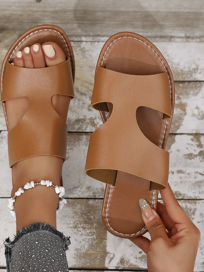 Cutout Open Toe Flat Sandals Trendsi