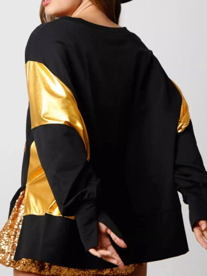 Christmas Sequin Boot Long Sleeve Sweatshirt Trendsi