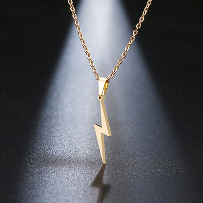 Bolt Sign Pendant Necklace women Stainless steel with lightning bolt charm on 45cm chain