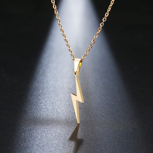 Bolt Sign Pendant Necklace women Stainless steel with lightning bolt charm on 45cm chain