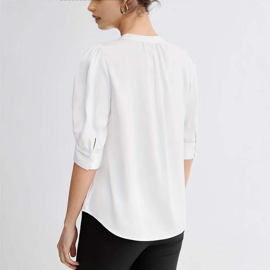 V-Neck Women's Short Sleeve Blouse