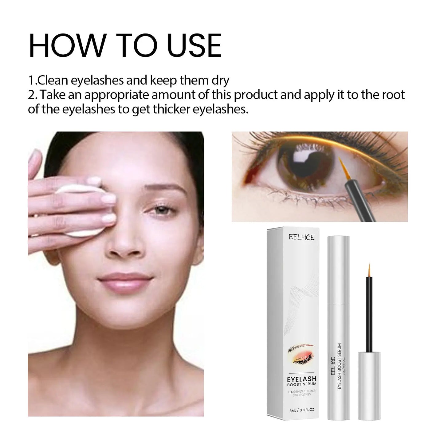 Eyelash Boost Serum, Natural Beauty Slim Long Gentle Thick Black Curl Lasting Without Smudding Mascara eprolo
